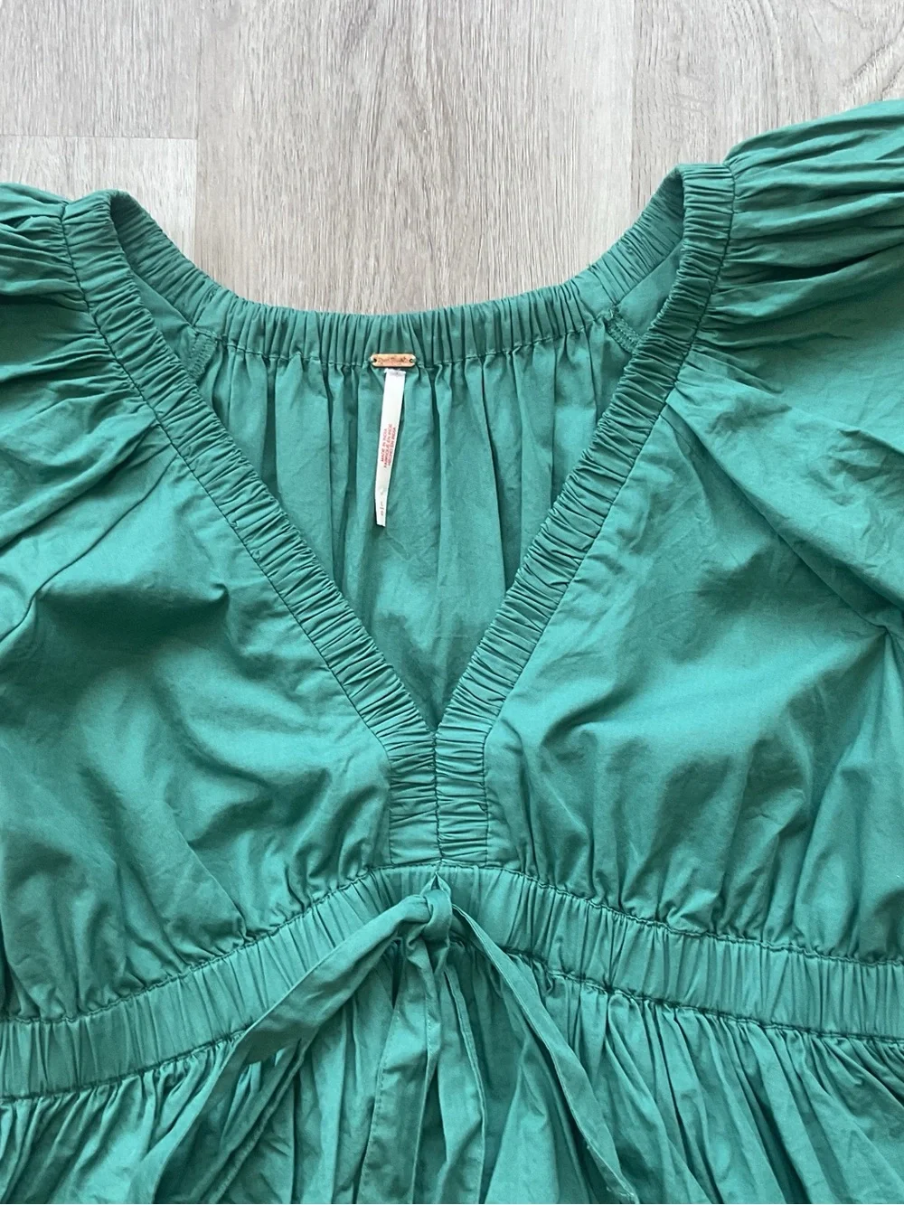 Free People Bring The Bubble Cotton Tie Waist Ruffle Crop Top Size Medium